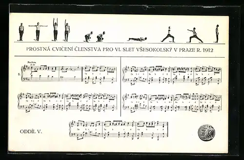 AK Prag, Sokol 1912, Turner und Lied