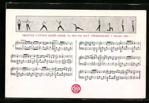 AK Prag, Sokol 1920, Noten und Turner