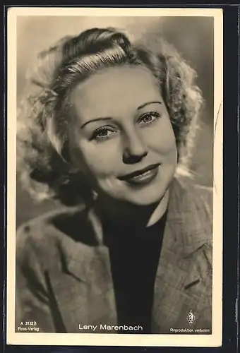AK Schauspielerin Leny Marenbach mit toller Frisur in die Kamera lächelnd