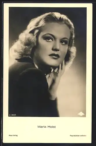 AK Schauspielerin Maria Holst nachdenklich die Hand am Kopf haltend