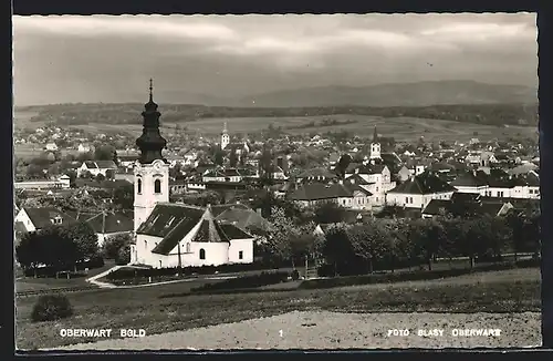 AK Oberwart, Totalansicht mit Kirche vom Berg aus