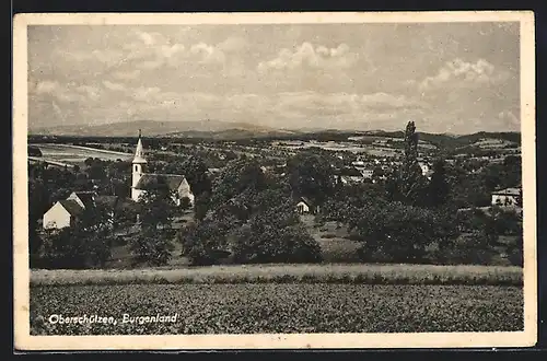 AK Oberschützen, Ortspartie mit Kirche