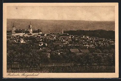 AK Rechnitz, Panorama mit Kirche