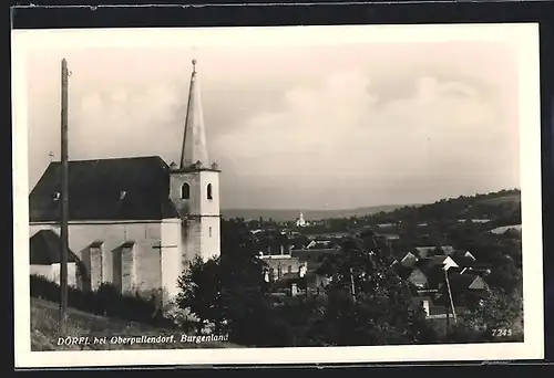 AK Dörfl bei Oberpullendorf, Gesamtansicht mit Kirche im Vordergrund