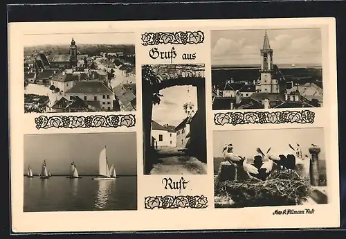 AK Rust /Burgenland, Totalansicht, Kirche, Störche