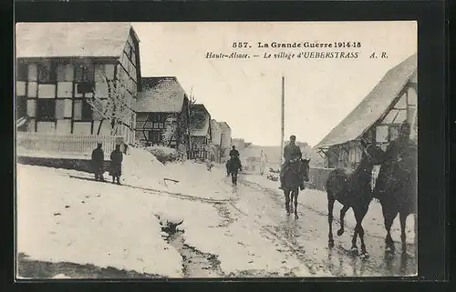 AK Ueberstrass, Ortspartie im Winter 1915
