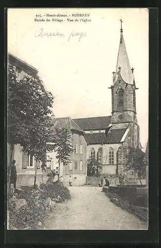 AK Roderen, Entree du Village, vue de l'Eglise