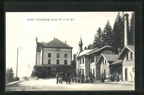 AK Altenberg, Platz am Hotel Altenberg, Pferdekutsche