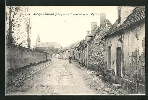 AK Ricquebourg, La Grande-Rue et l`Église