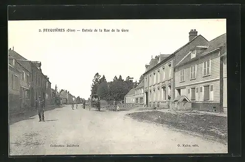 AK Feuquières, Entrée de la Rue de la Gare