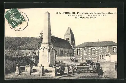 AK Epineuse, Monument de Gambetta et Spuller..., Denkmal