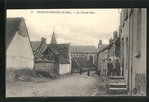 AK Croissy-sur-Celle, La Grande-Rue, Strassenpartie