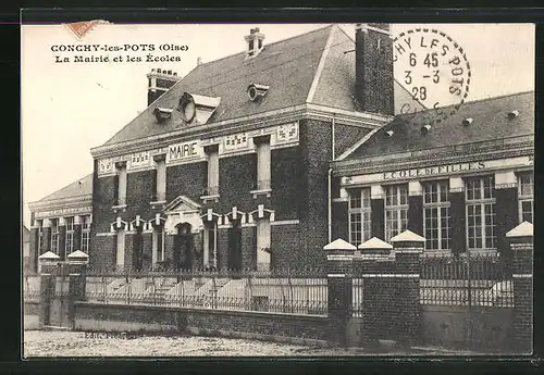 AK Conchy-les-Pots, La Mairie et les Ècoles