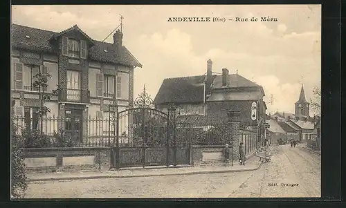 AK Andeville, Rue de Mèru, Strassenpartie