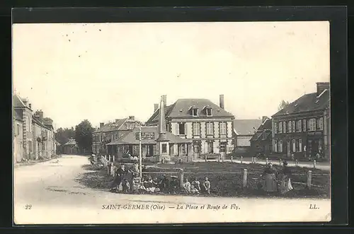 AK Saint-Germer, La Place et Route de Fly