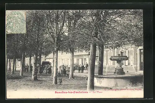 AK Beaulieu-les-Fontaines, La Place, Ortspartie