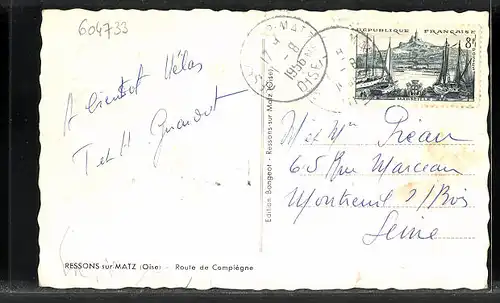AK Ressons-sur-Matz, Route de Compiègne