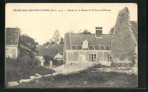 AK Beaulieu-les-Fontaines, Entrée de la Route de Frétoy-la-Châteu