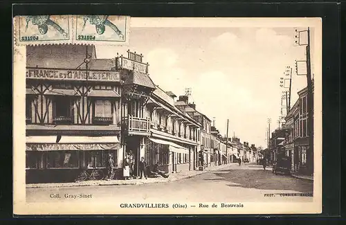 AK Grandvilliers, Rue de Beauvais, Strassenpartie