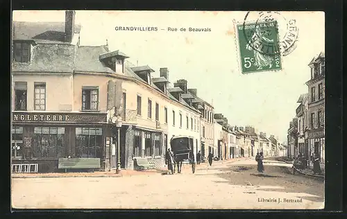 AK Grandvilliers, Rue de Beauvais, Strassenpartie