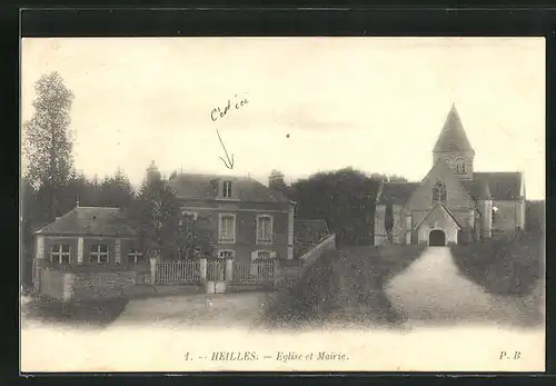 AK Heilles, Eglise et Mairie