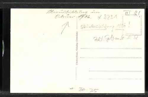 AK Zinnwald / Ost-Erzgeb., Skihütte I. Jäg. Bat. I. R. 10, Aufenthaltsraum, Innenansicht, Ski-Ausbildung 1936