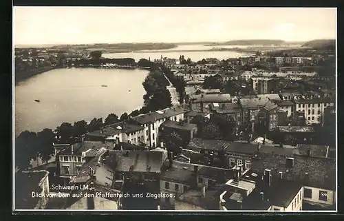 AK Schwerin, Blick vom Dom auf den Pfaffenteich und Ziegelsee