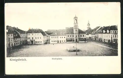 AK Königsbrück, Marktplatz mit Ratskeller