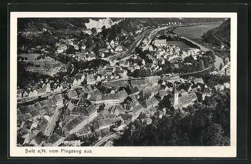 AK Sulz a. N., Ortsansicht aus der Vogelschau, Fliegeraufnahme