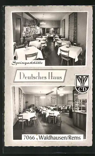 AK Waldhausen /Rems, Speisegaststätte Deutsches Haus, Innenansicht