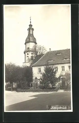 Foto-AK Königsbrück, Ortspartie mit Kirche