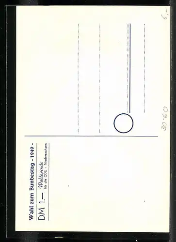 Künstler-AK Wahl zum Bundestag 1949, Bauer Breese, Marwede, Mitgl. des Wirtschafts-Rates