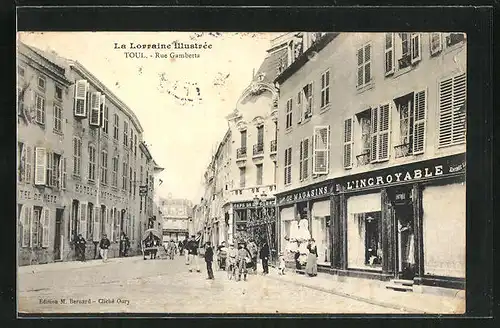 AK Toul, Rue Gambetta, Strassenpartie