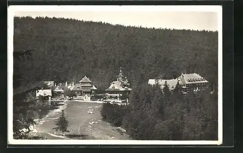 AK Pustevny, Ortsansicht aus der Vogelschau