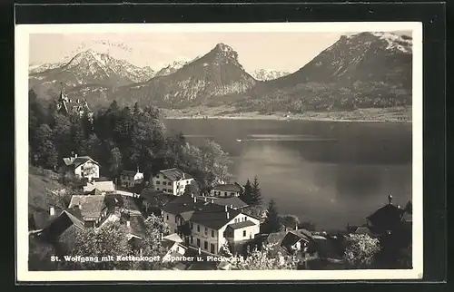 AK St. Wolfgang, Ortsansicht mit Rettenkogel, Sparber und Pleckwand
