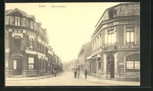 AK Lens, Rue de Lièvin, Strassenpartie