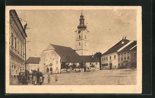 AK Waizenkirchen, Hauptplatz mit Kirche