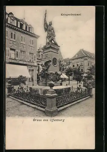 AK Offenburg, Partie am Kriegerdenkmal