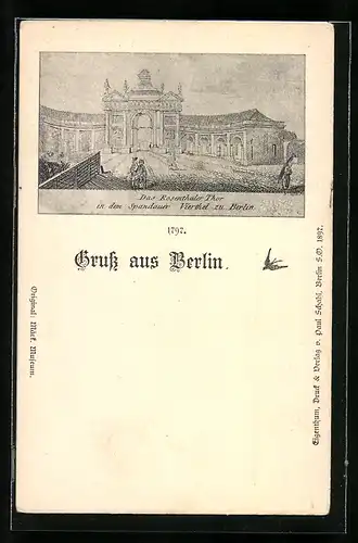 Künstler-AK Berlin-Spandau, Das Rosenthaler Thor 1797