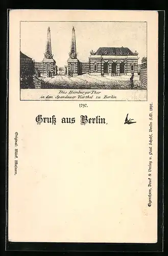 Künstler-AK Berlin-Spandau, Das Hamburger Thor 1797