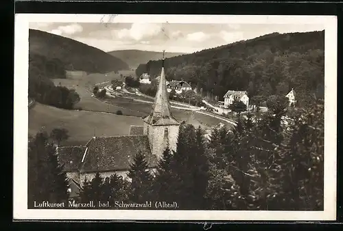 AK Marxzell /bad. Schwarzwald, Blick auf den Luftkurort aus der Vogelperspektive