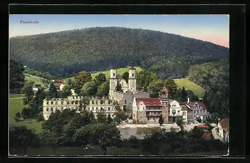 AK Frauenalb, Ortsansicht mit der Kirche