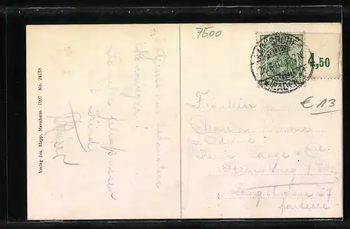 AK Karlsruhe, Marktplatz mit Strassenbahn