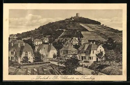AK Durlach i. B., Uhlandstrasse mit Turmberg