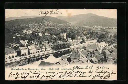 AK Gernsbach, vom Ebersteiner Weg, Blick nach Gernsbach