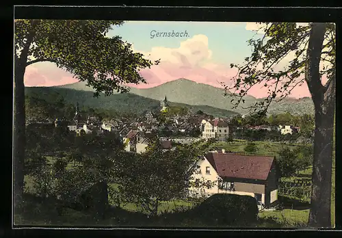 AK Gernsbach, Ortsansicht mit Bergen