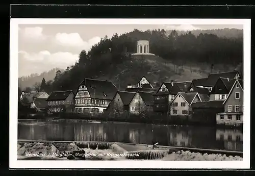AK Gernsbach i. Murgtal, Murgpartie mit Kriegerehrenmal