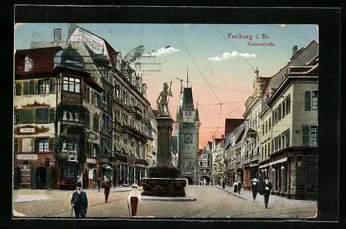 AK Freiburg i. B., Einblick in die Kaiserstrasse