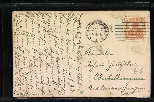 AK Freiburg i. B., Einblick in die Kaiserstrasse