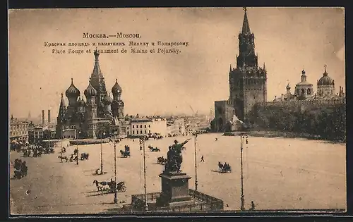 AK Moscou, Place Rouge et monument de Minine et Pojarsky